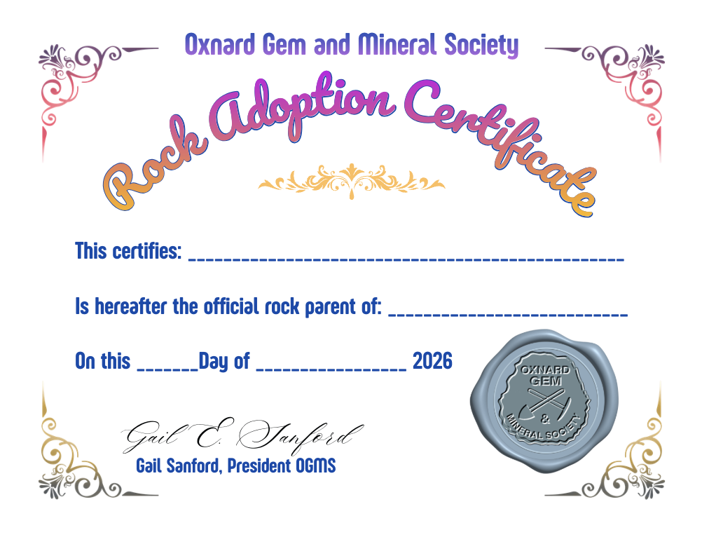 Image of the Adopt-a-rock adoption certificate