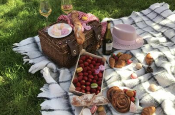 Picture of picnic basket and food