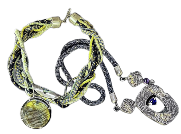 Two bespoke, artisan necklaces by teacher, Jean S.